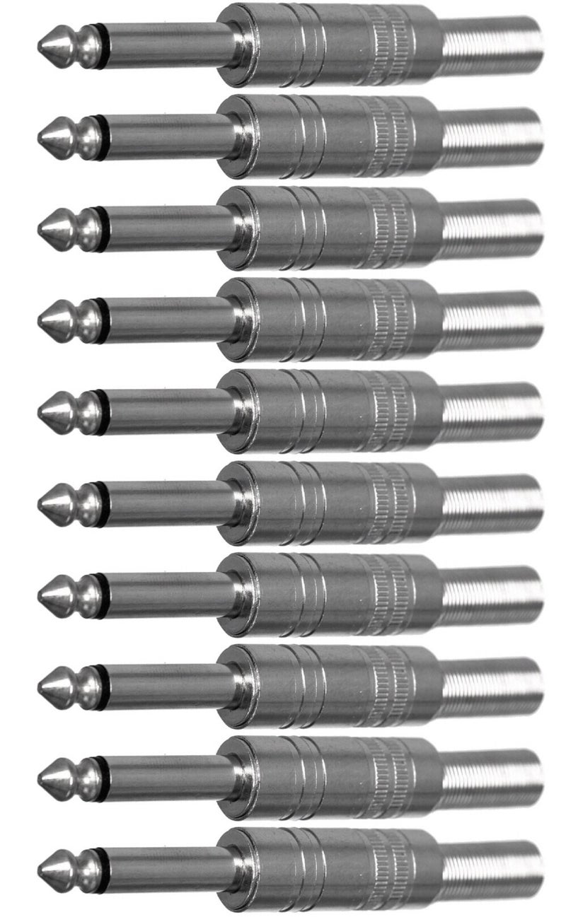 CESS 6.35mm 1/4 inch Mono Audio Phono Tone Cable Connector - 1/4 TS Guitar Cable Connector (10 Pack) - Image 1